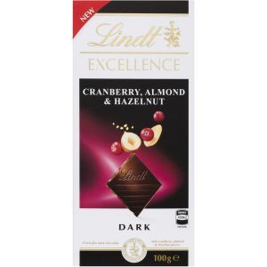 Lindt Excellence Chocolate Block Cranberry Almond Hazelnut Reviews ...