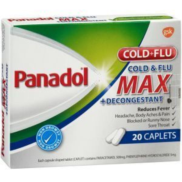 Panadol Cold & Flu Max Cold Remedy + Decongestant Caplets Reviews