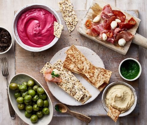 Sharing Mezze With Beetroot And Feta Dip, Parsley Oil And Black Olive ...